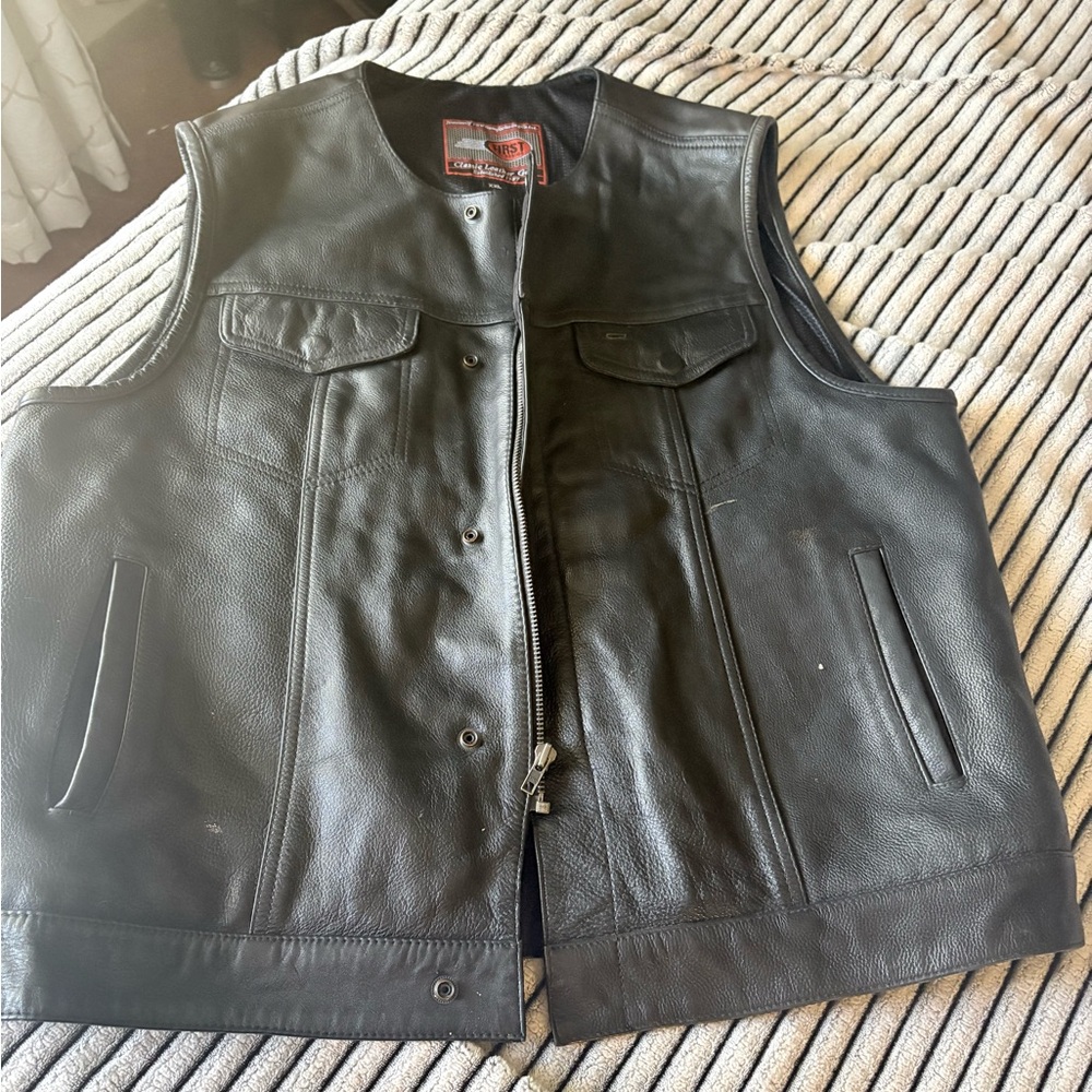 Classic Black Leather Vest